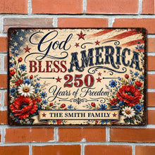 Load image into Gallery viewer, Personalized Metal Sign Custom Family Name 4th of July Gift
