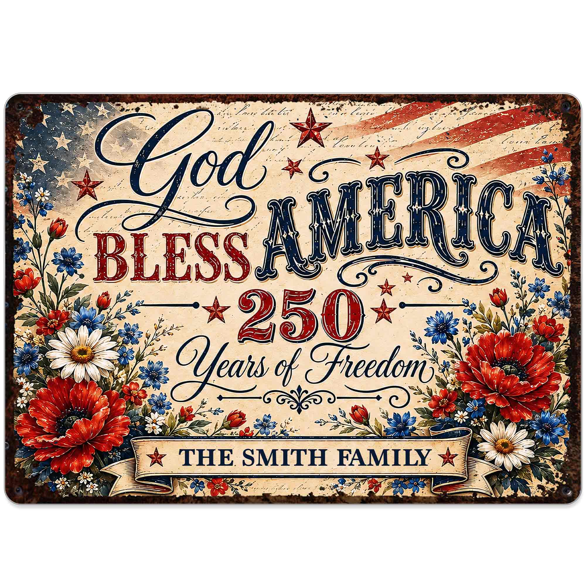 Personalized Metal Sign Custom Family Name 4th of July Gift