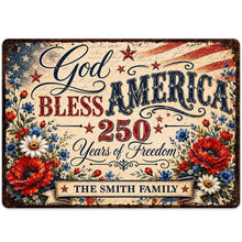 Load image into Gallery viewer, Personalized Metal Sign Custom Family Name 4th of July Gift
