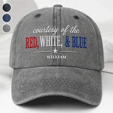 Load image into Gallery viewer, Personalized Washed Denim Cap Custom Name Patriotic Gift

