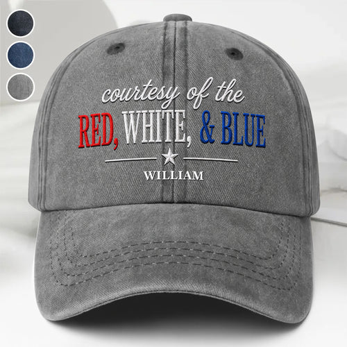 Personalized Washed Denim Cap Custom Name Patriotic Gift