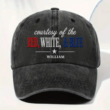 Load image into Gallery viewer, Personalized Washed Denim Cap Custom Name Patriotic Gift
