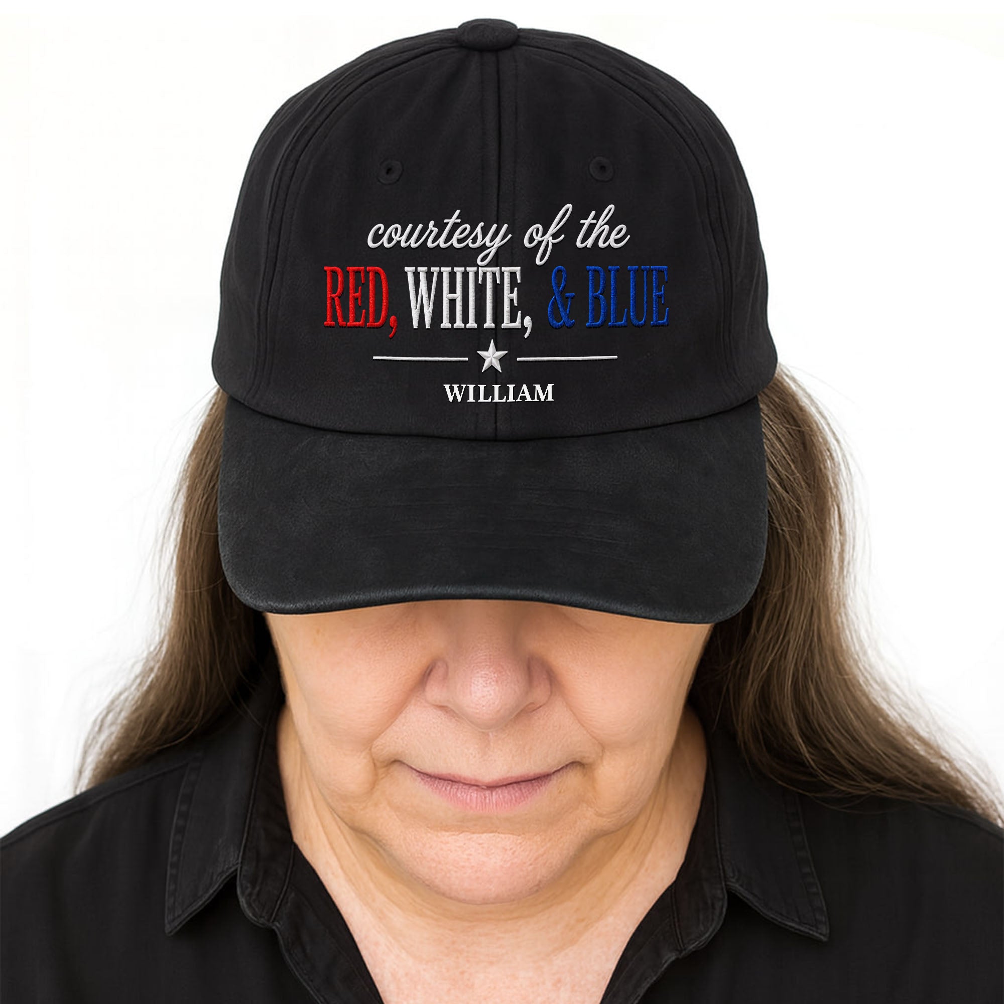 Personalized Washed Denim Cap Custom Name Patriotic Gift