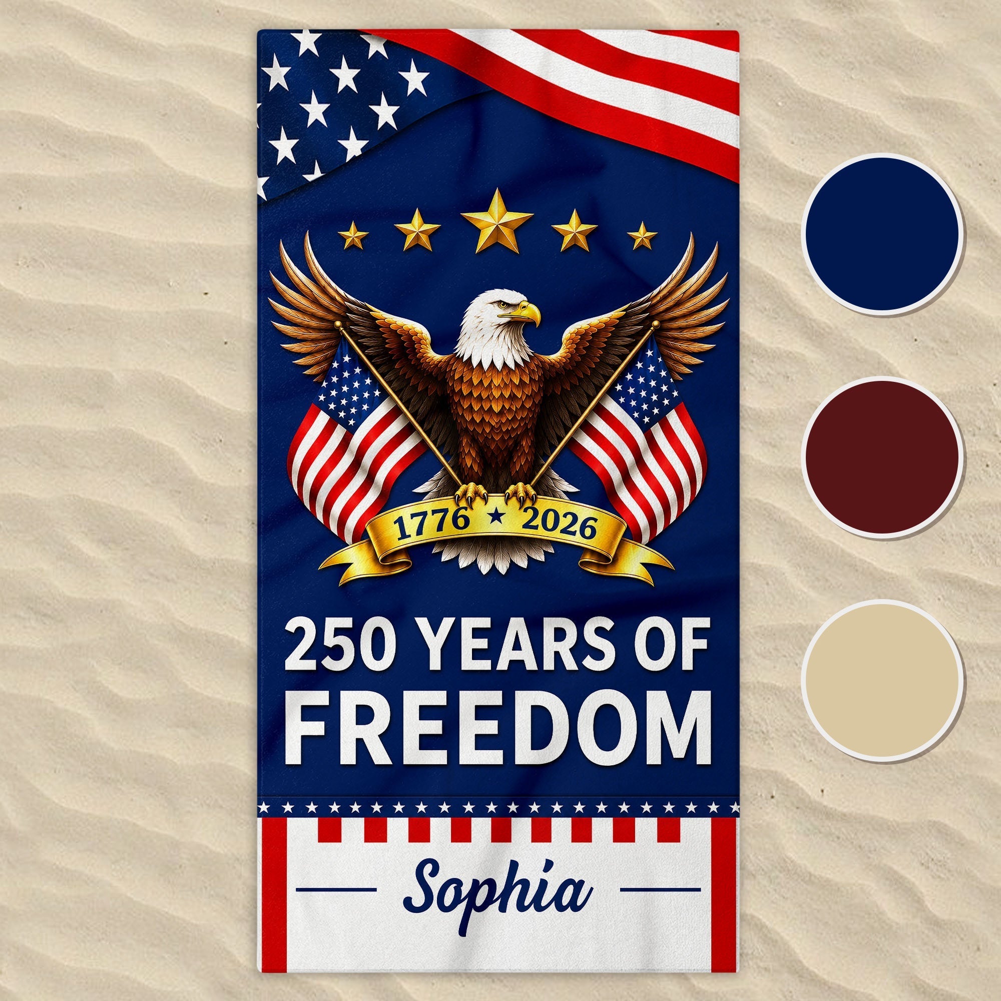 Personalized Microfiber Beach Towel USA Flag Gift for Dad