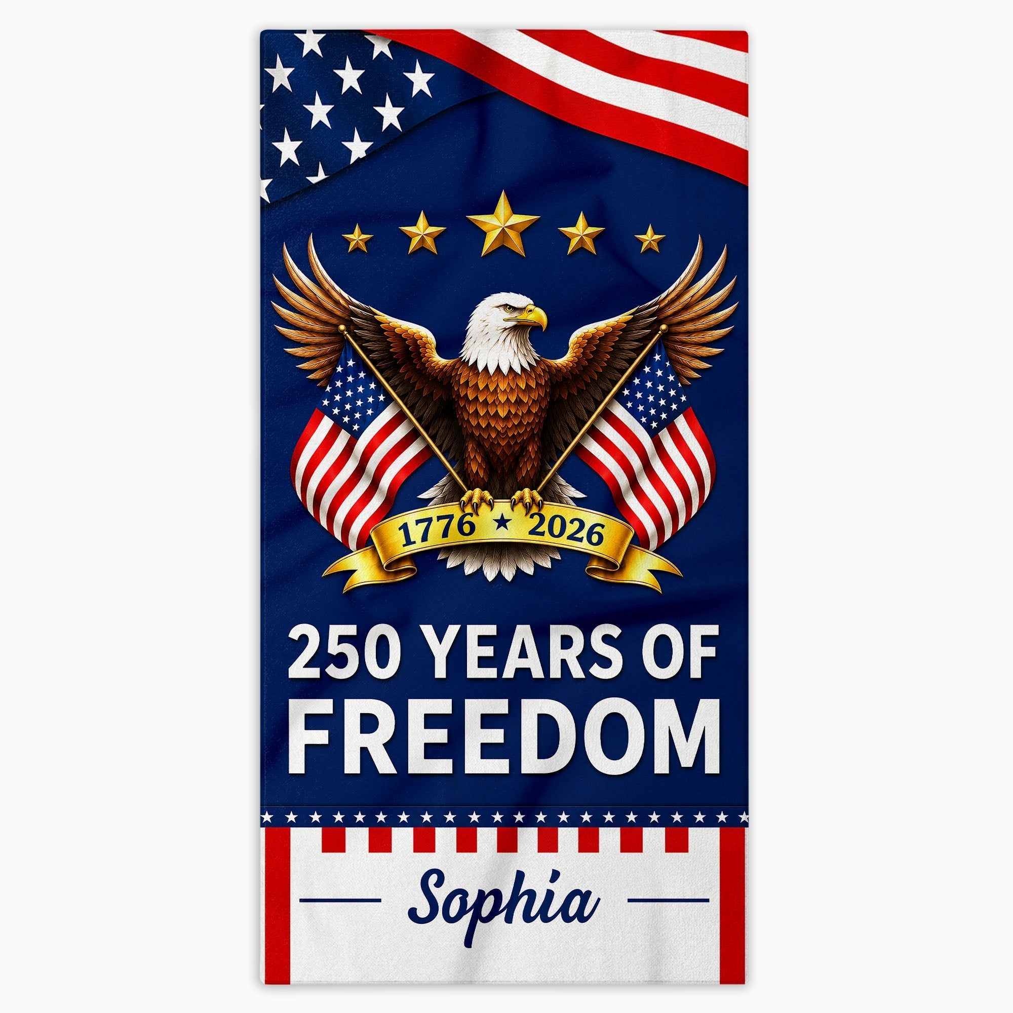 Personalized Microfiber Beach Towel USA Flag Gift for Dad