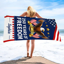 Load image into Gallery viewer, Personalized Microfiber Beach Towel USA Flag Gift for Dad
