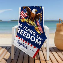 Load image into Gallery viewer, Personalized Microfiber Beach Towel USA Flag Gift for Dad

