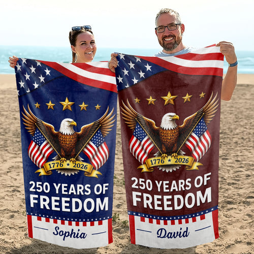 Personalized Microfiber Beach Towel USA Flag Gift for Dad
