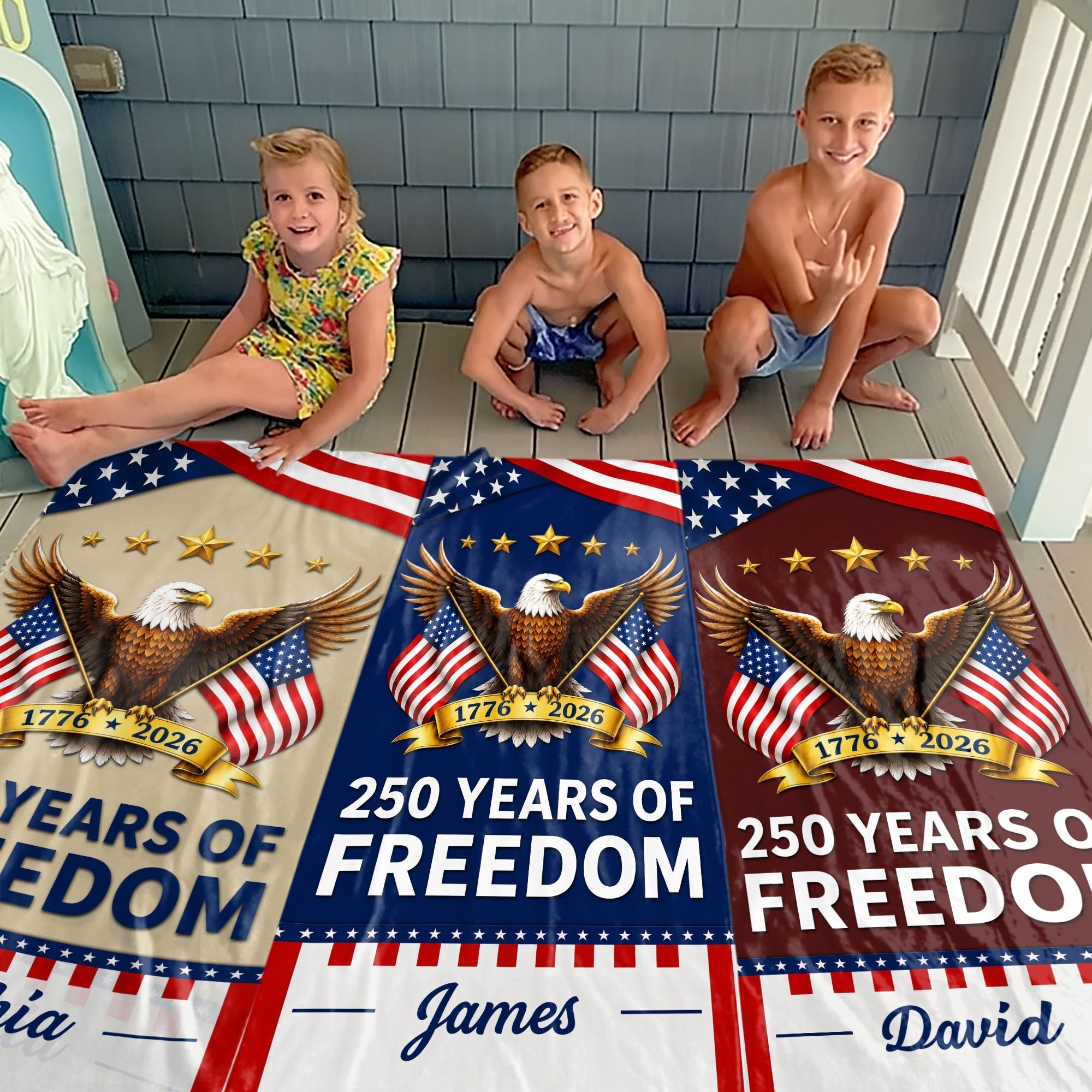 Personalized Microfiber Beach Towel USA Flag Gift for Dad