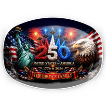 Load image into Gallery viewer, Personalized American Flag Custom Plate for 4th of July Gift
