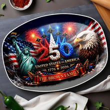 Load image into Gallery viewer, Personalized American Flag Custom Plate for 4th of July Gift
