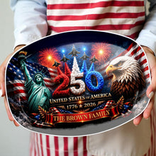 Load image into Gallery viewer, Personalized American Flag Custom Plate for 4th of July Gift
