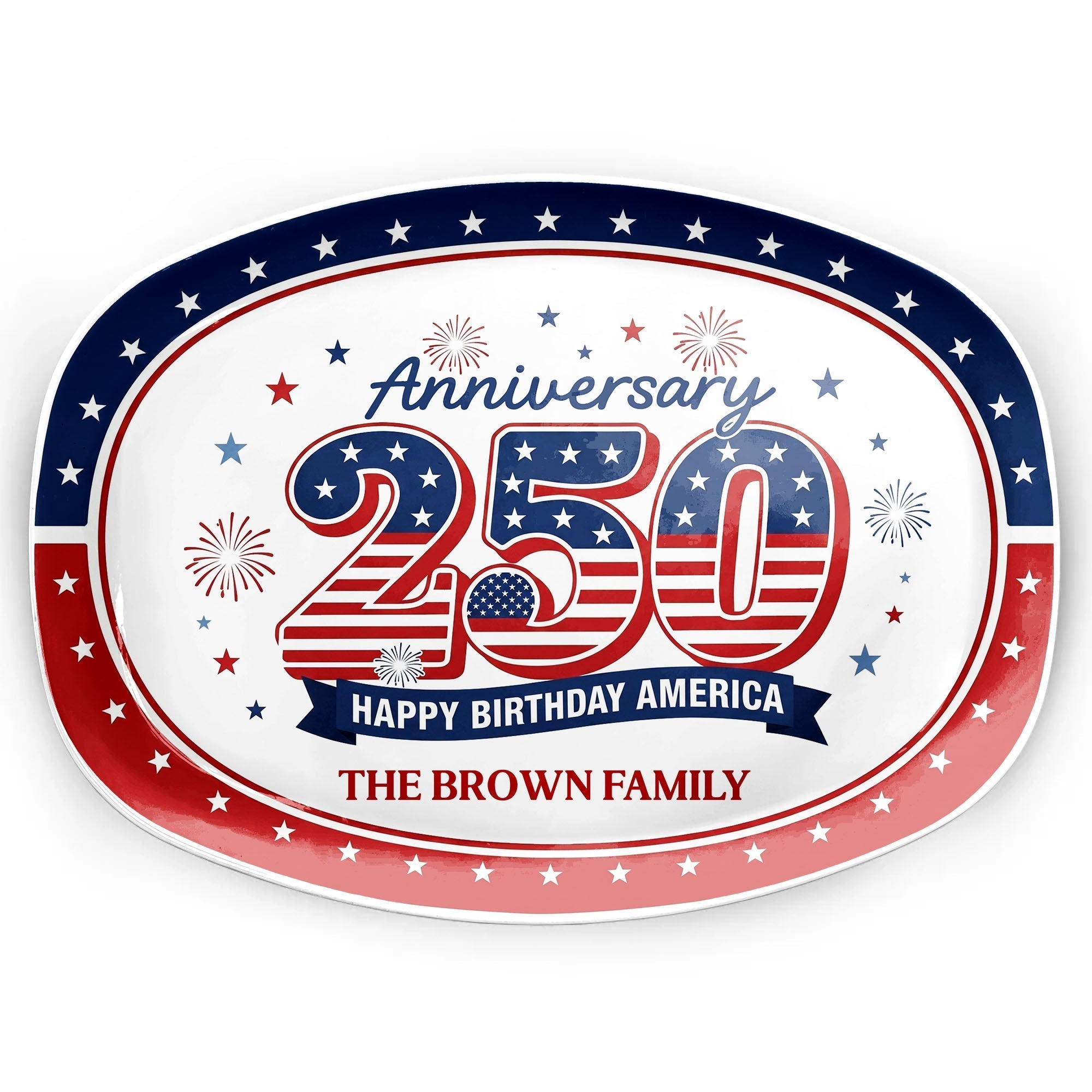 Personalized 4th of July Custom Family Name Plate Gift