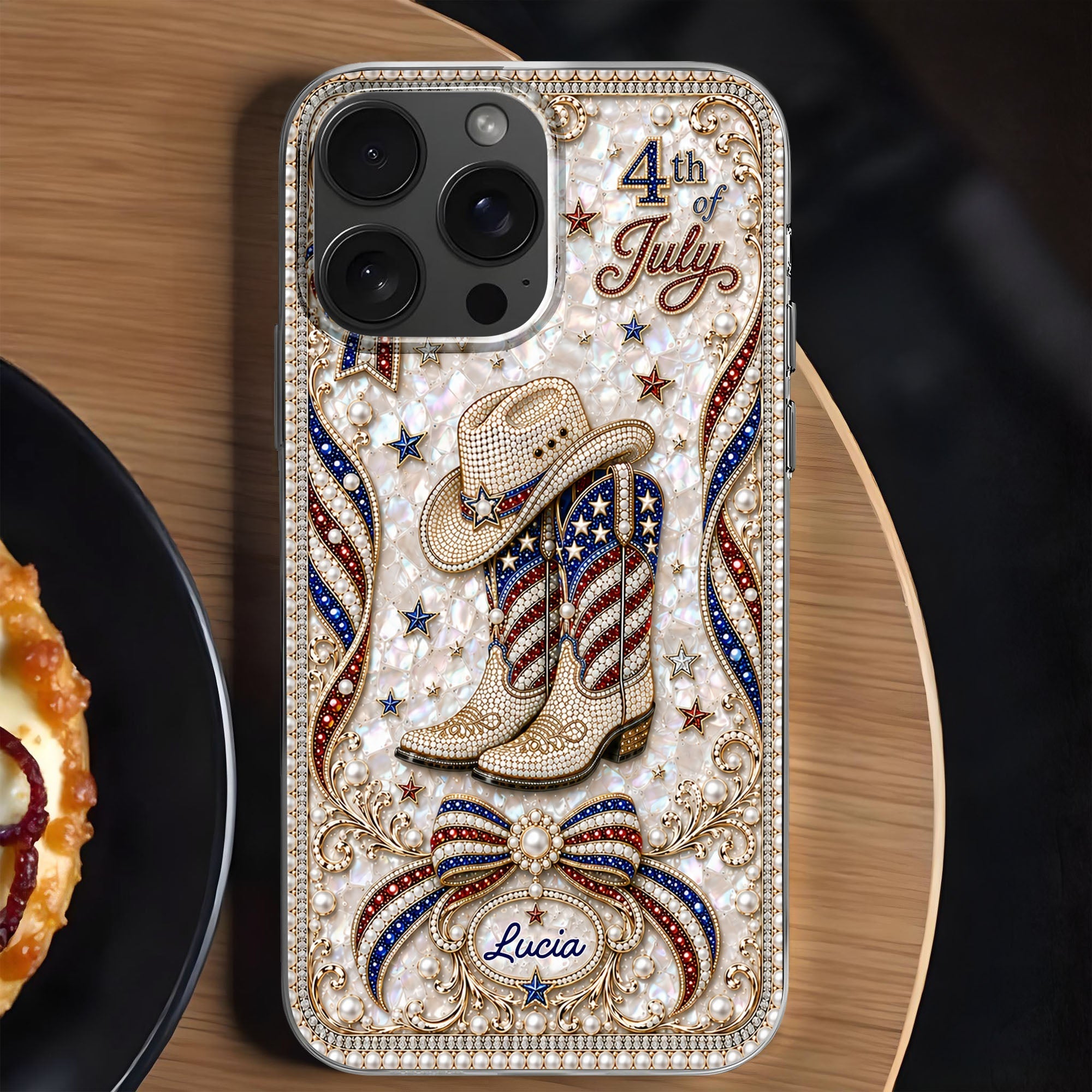 Personalized Clear Phone Case Custom Name for 4th of July