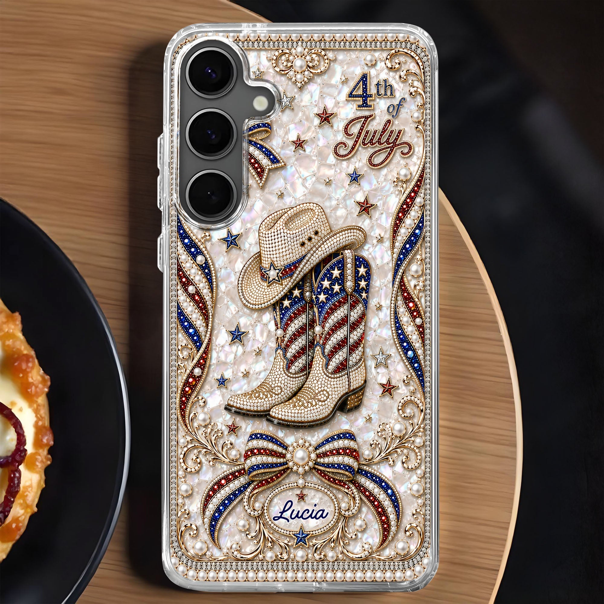 Personalized Clear Phone Case Custom Name for 4th of July