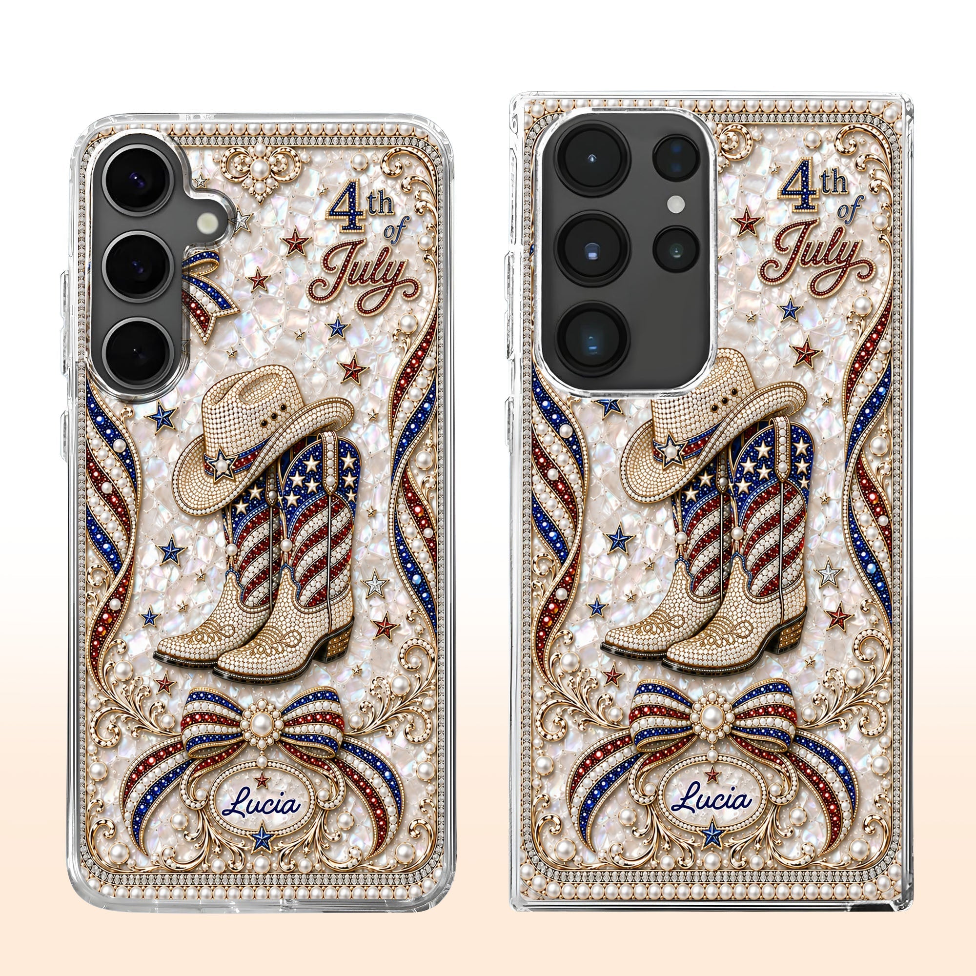Personalized Clear Phone Case Custom Name for 4th of July