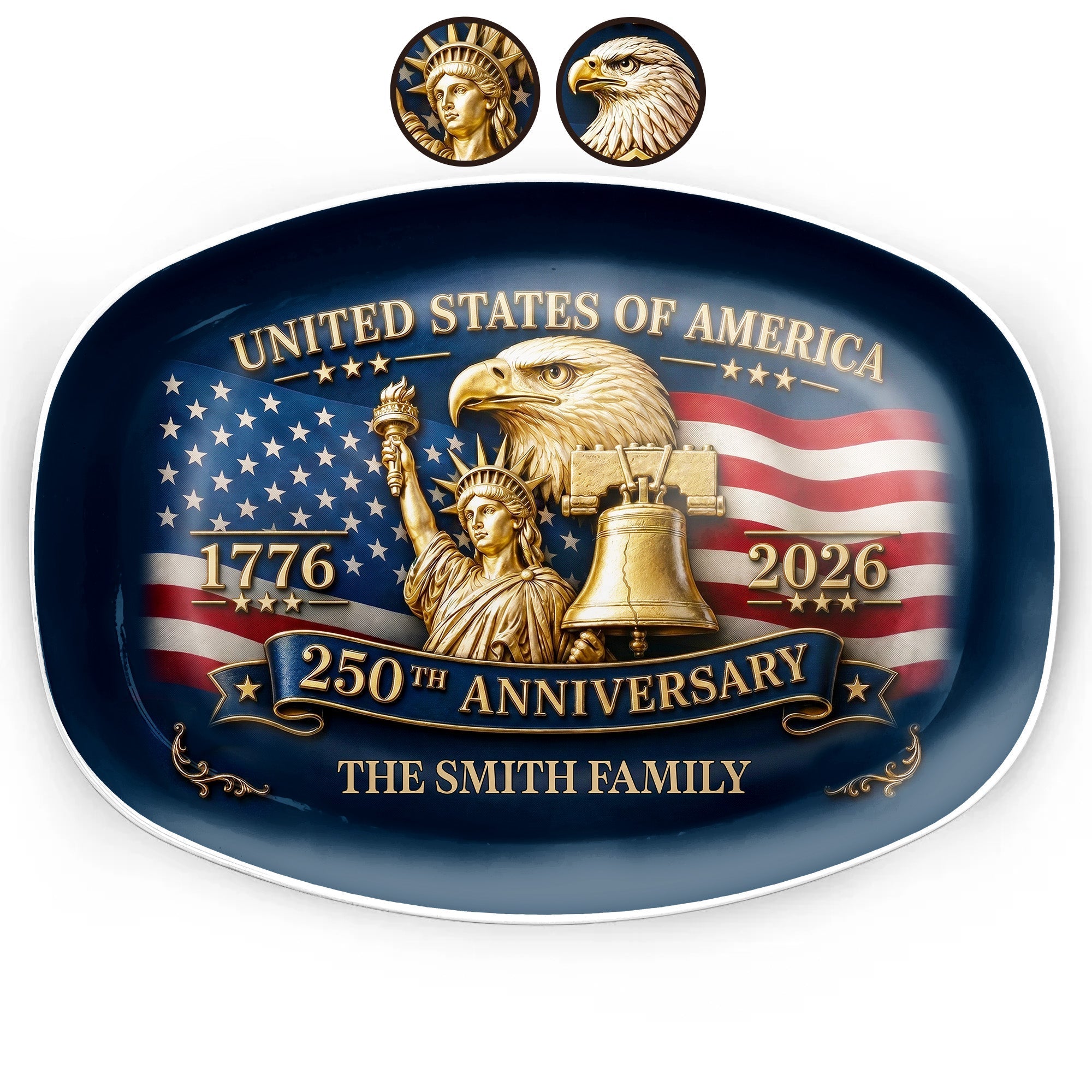 Personalized Custom Plate USA Eagle Statue Liberty Gift