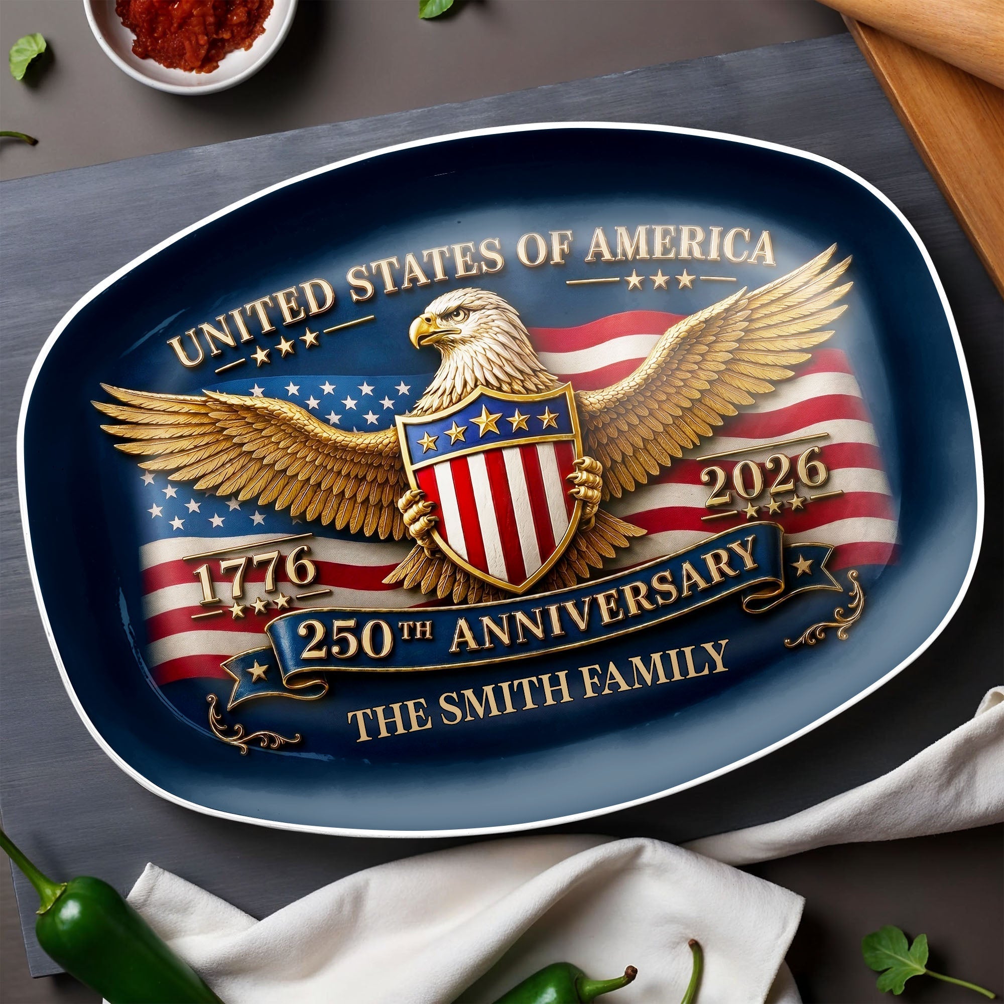 Personalized Custom Plate USA Eagle Statue Liberty Gift