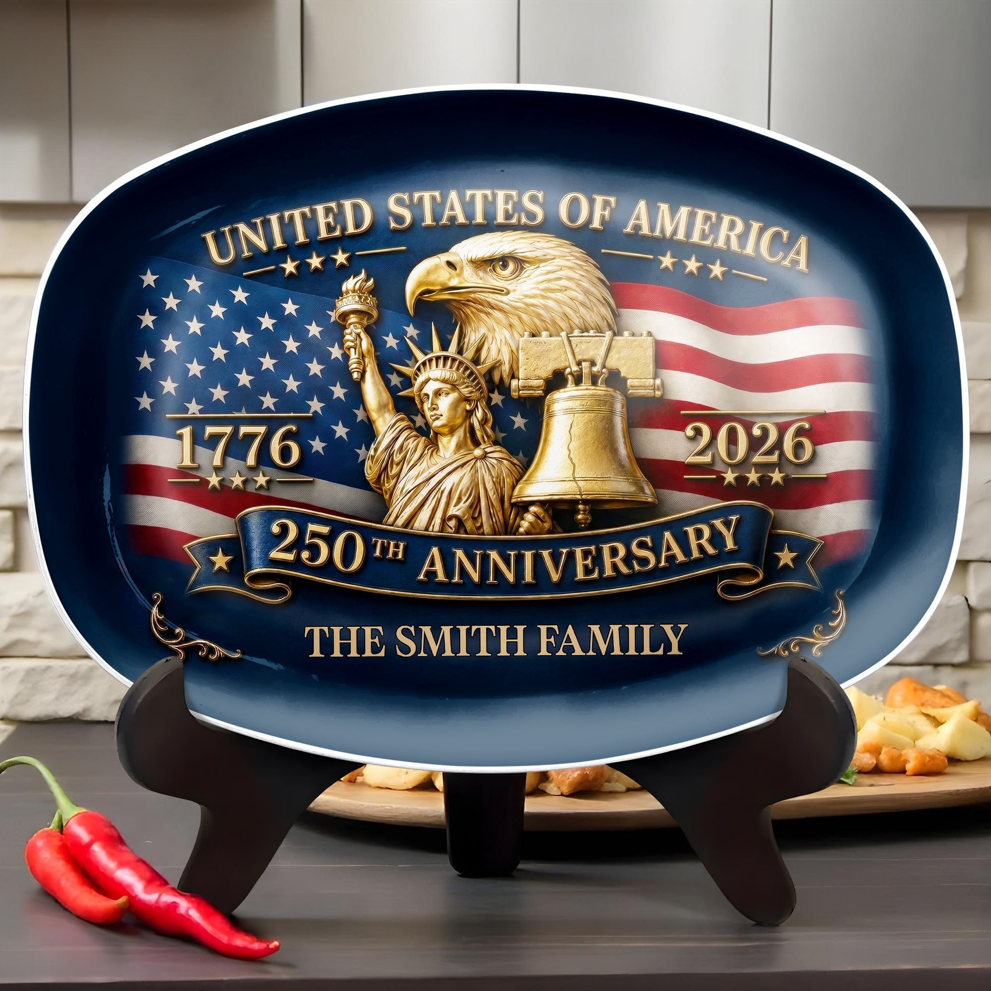 Personalized Custom Plate USA Eagle Statue Liberty Gift