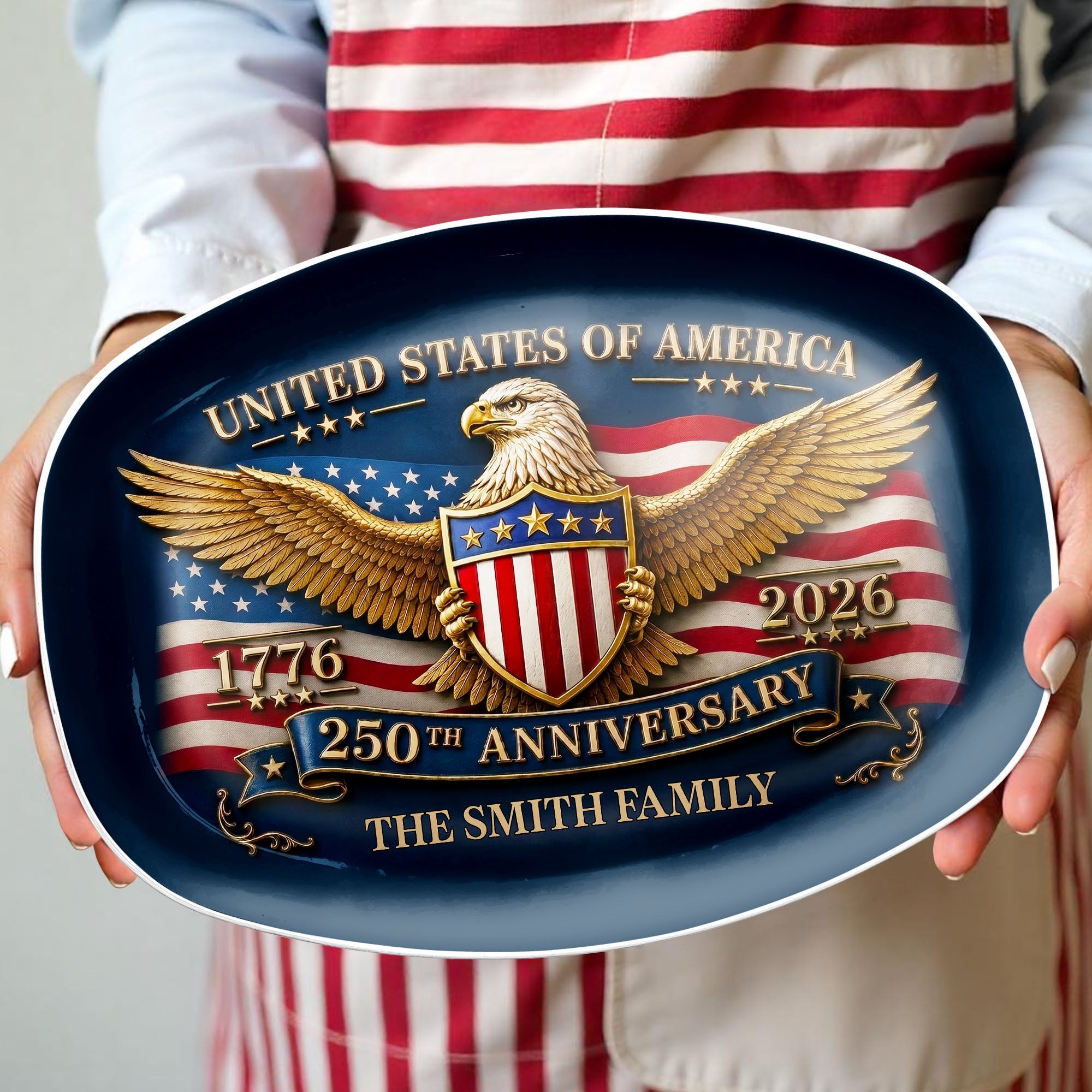 Personalized Custom Plate USA Eagle Statue Liberty Gift