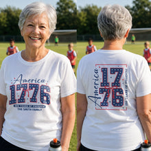 Load image into Gallery viewer, Personalized Family Name T-Shirt 4th of July Gift Idea
