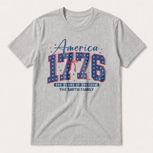 Load image into Gallery viewer, Personalized Family Name T-Shirt 4th of July Gift Idea
