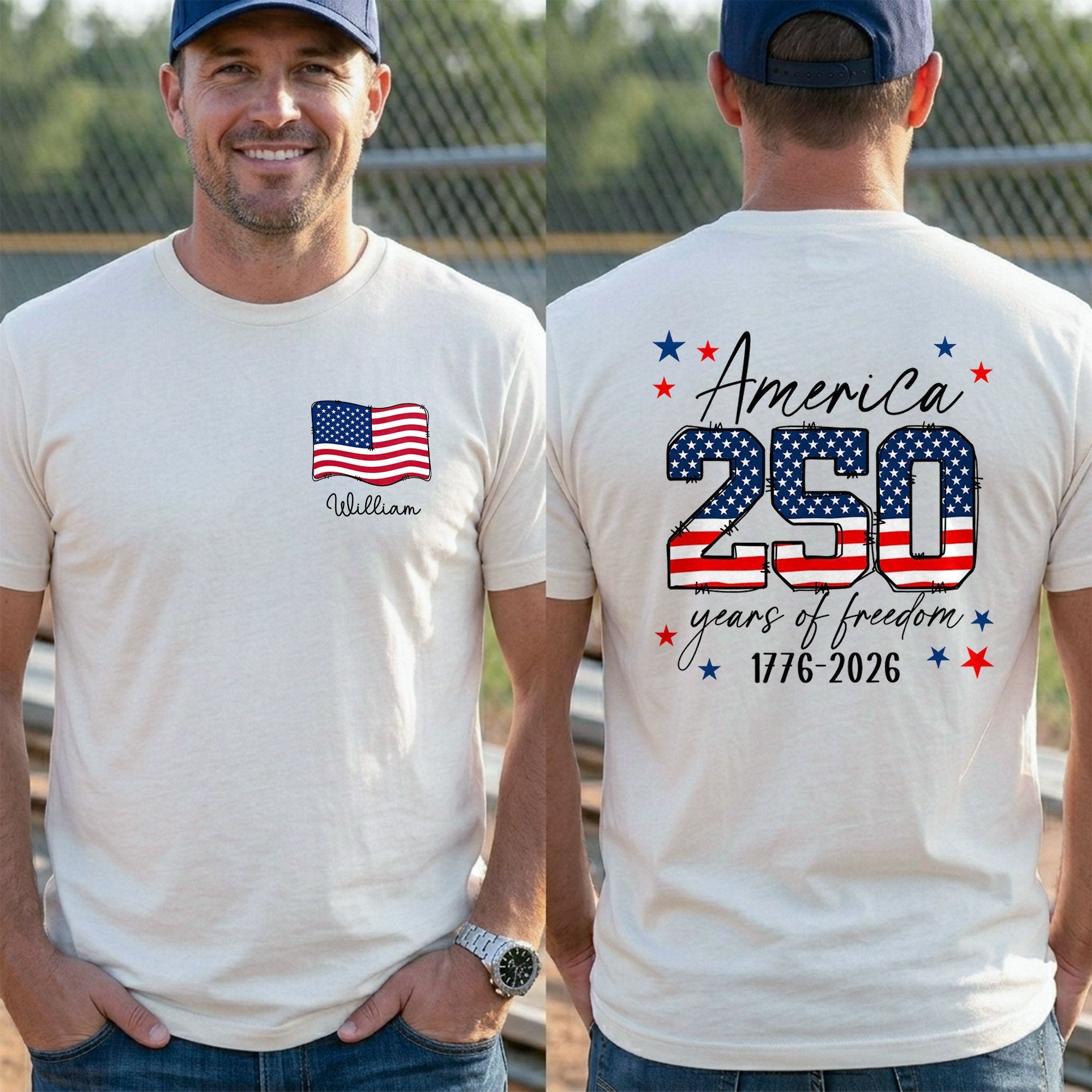 Personalized American Flag T-Shirt Custom Name Gift for Dad