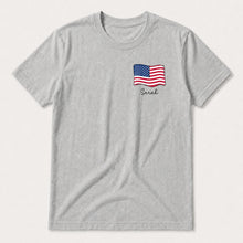 Load image into Gallery viewer, Personalized American Flag T-Shirt Custom Name Gift for Dad
