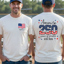 Load image into Gallery viewer, Personalized American Flag T-Shirt Custom Name Gift for Dad

