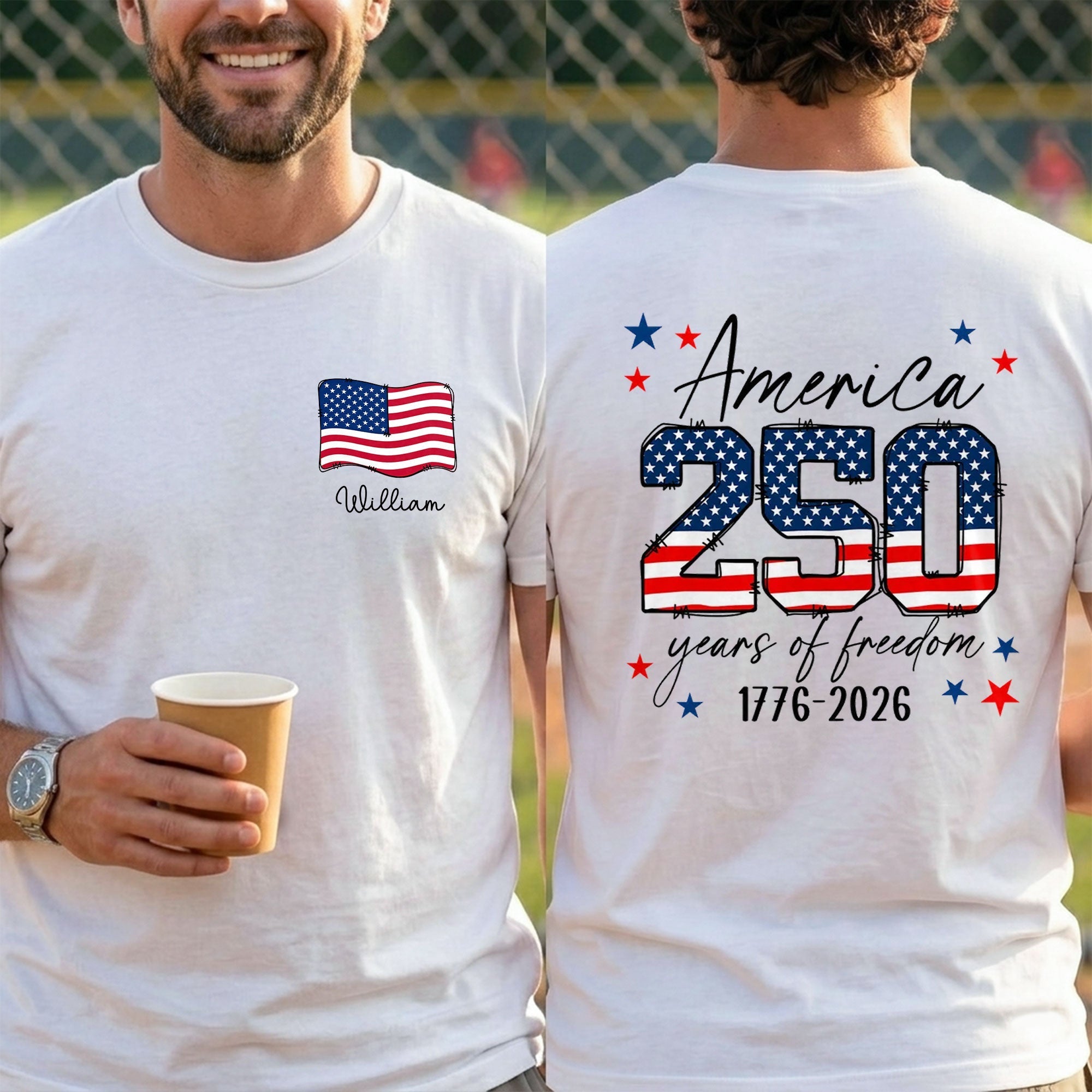 Personalized American Flag T-Shirt Custom Name Gift for Dad