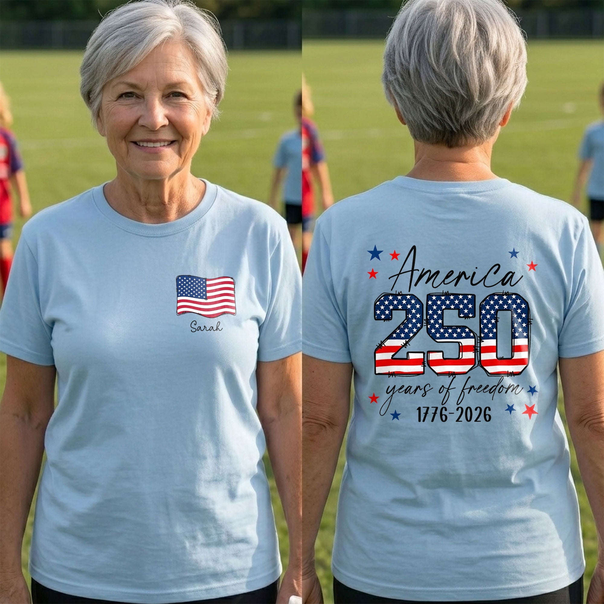 Personalized American Flag T-Shirt Custom Name Gift for Dad