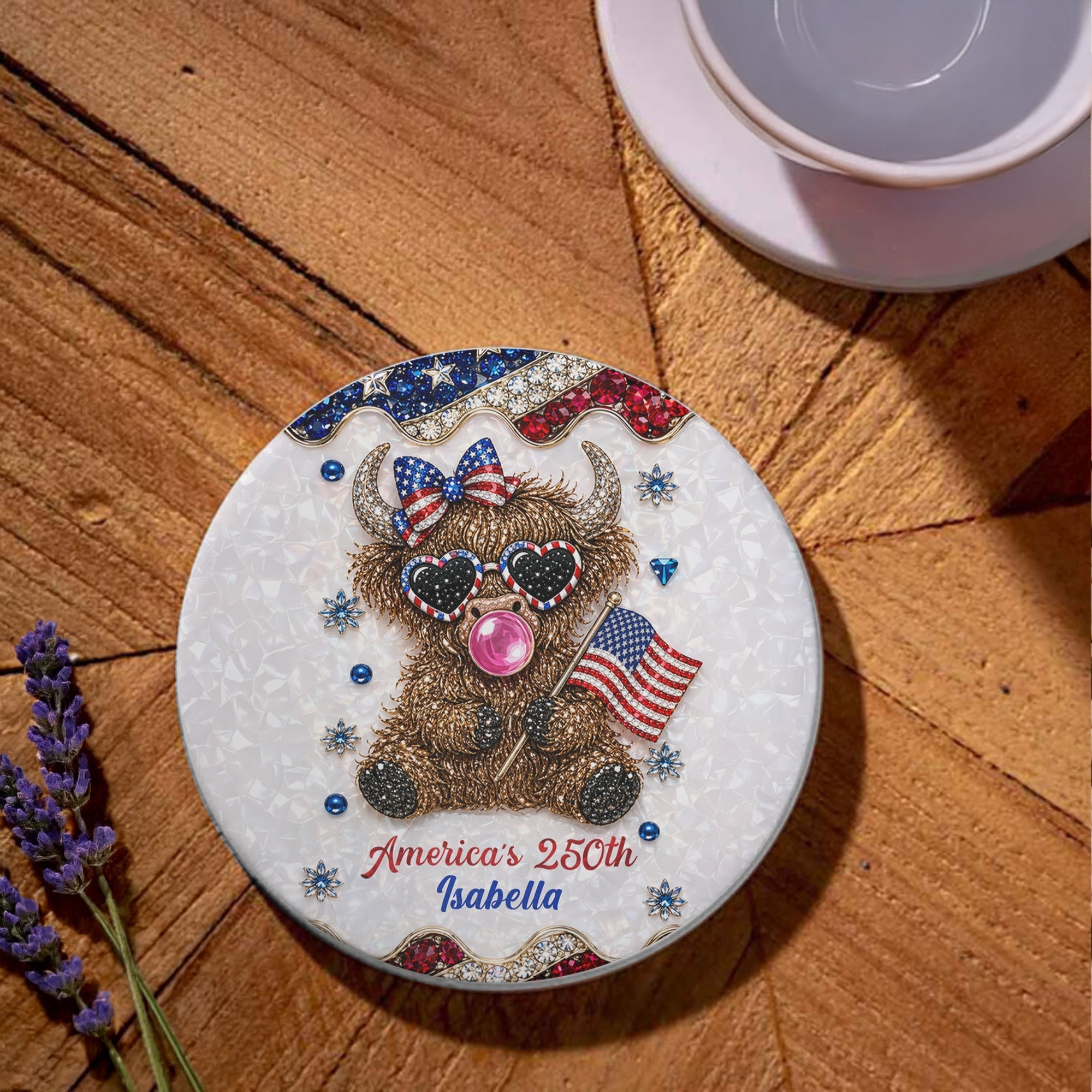 Personalized Ceramic Coaster 4th of July Gift Custom Name