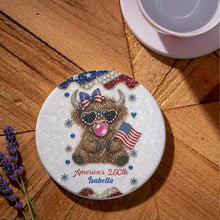 Load image into Gallery viewer, Personalized Ceramic Coaster 4th of July Gift Custom Name
