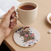 Load image into Gallery viewer, Personalized Ceramic Coaster 4th of July Gift Custom Name
