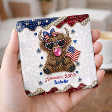 Load image into Gallery viewer, Personalized Ceramic Coaster American Flag Gift for 4th of July
