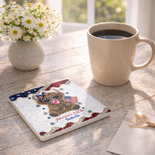 Load image into Gallery viewer, Personalized Ceramic Coaster American Flag Gift for 4th of July
