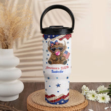 Load image into Gallery viewer, Personalized 30oz Tumbler with Handle American Flag Gift for Family

