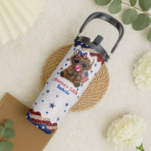 Load image into Gallery viewer, Personalized 30oz Tumbler with Handle American Flag Gift for Family
