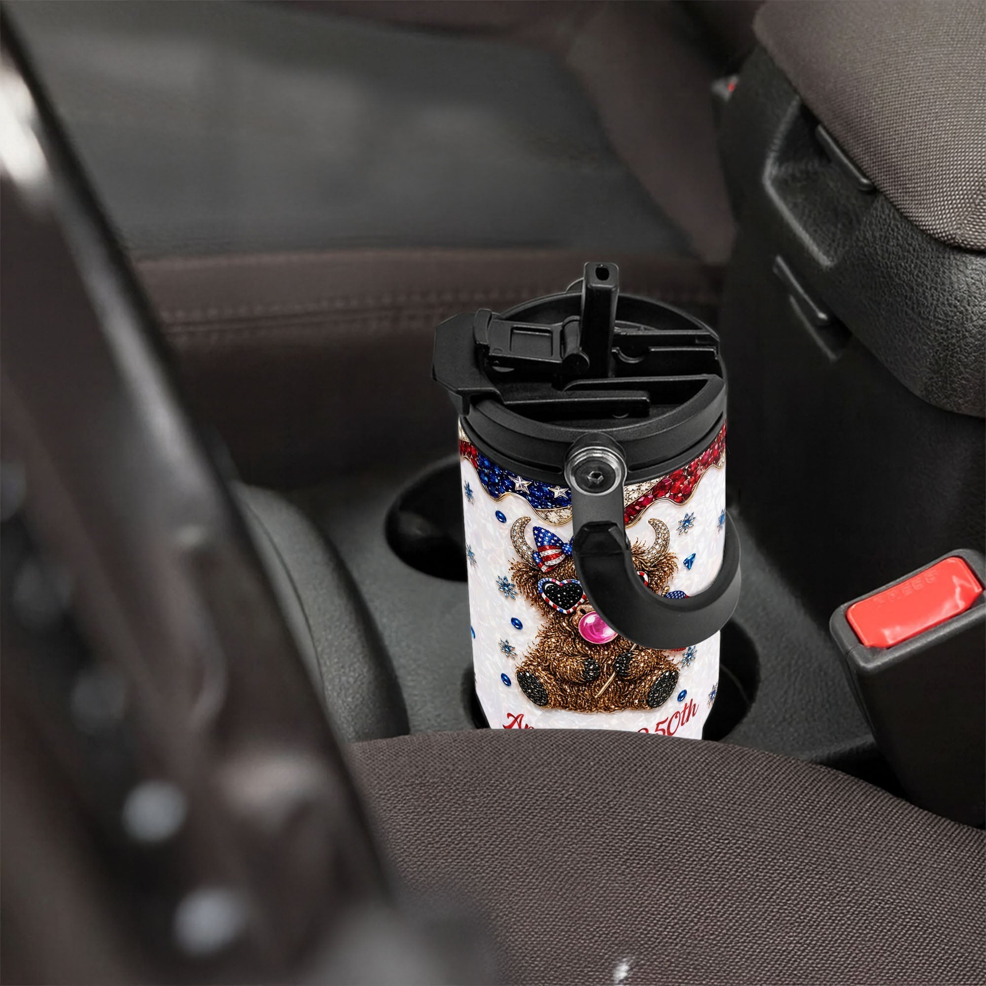 Personalized 30oz Tumbler with Handle American Flag Gift for Family