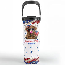 Load image into Gallery viewer, Personalized 30oz Tumbler with Handle American Flag Gift for Family
