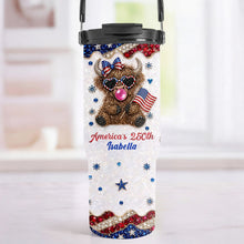 Load image into Gallery viewer, Personalized 30oz Tumbler with Handle American Flag Gift for Family
