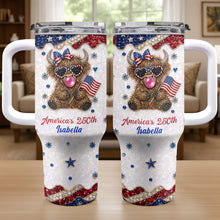 Load image into Gallery viewer, Personalized Patriotic 40oz Tumbler with Highland Cow for 4th of July
