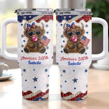 Load image into Gallery viewer, Personalized Patriotic 40oz Tumbler with Highland Cow for 4th of July

