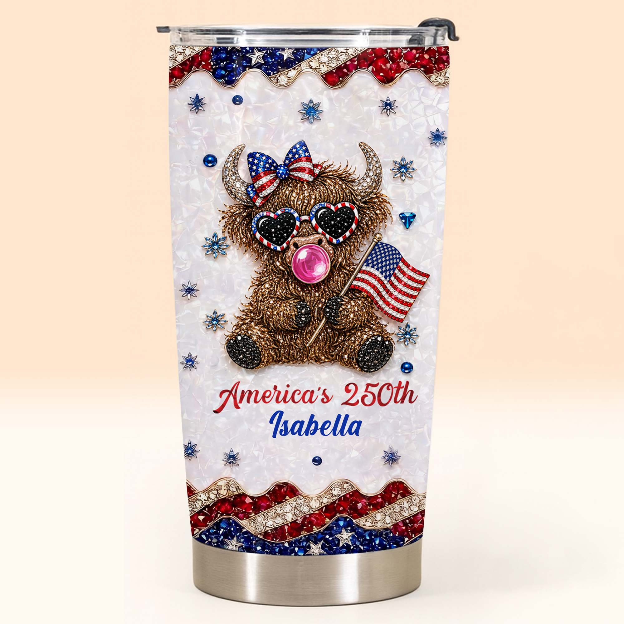 Personalized 20oz Tumbler with American Flag for Independence Day Gift