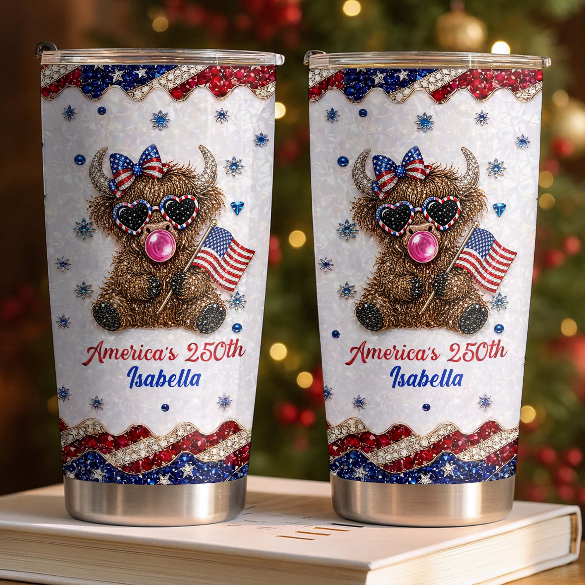 Personalized 20oz Tumbler with American Flag for Independence Day Gift