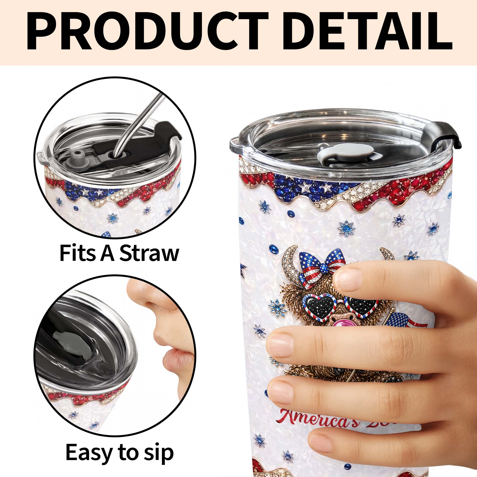 Personalized 20oz Tumbler with American Flag for Independence Day Gift