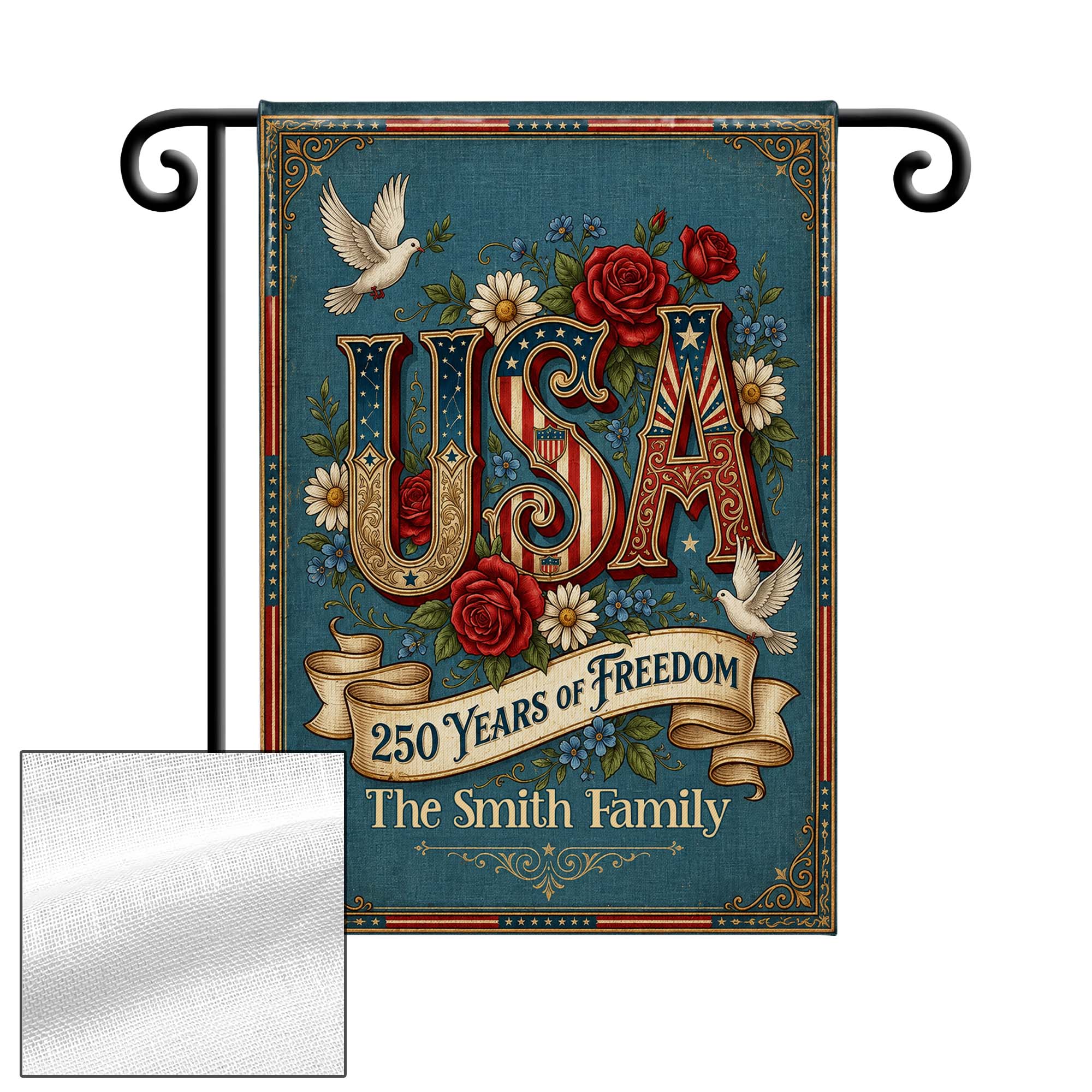 Personalized Garden Flag Custom Family Name USA Independence Day Gift