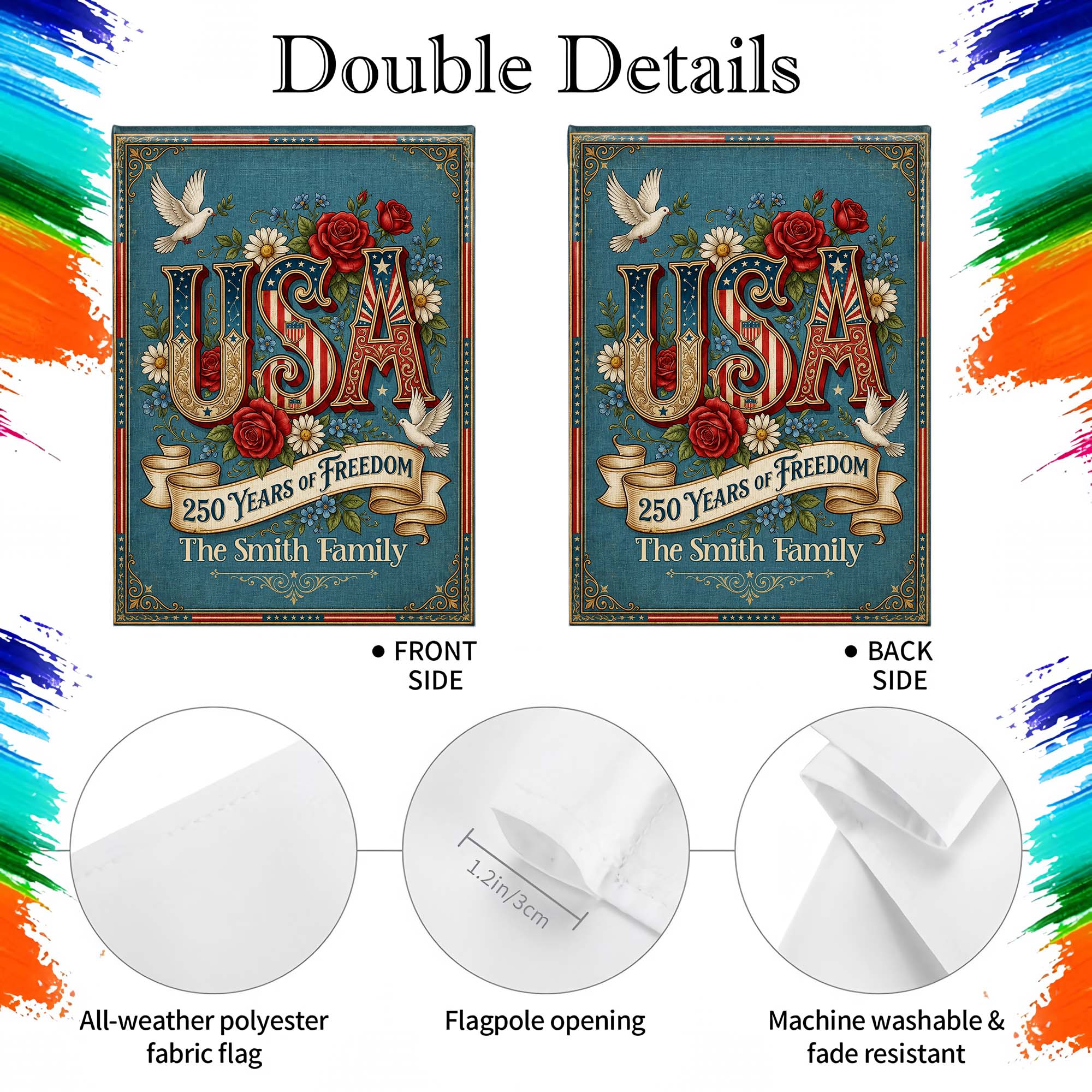 Personalized Garden Flag Custom Family Name USA Independence Day Gift
