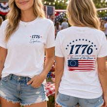 Load image into Gallery viewer, Personalized Patriotic T-Shirt Custom Front Back for 4th of July
