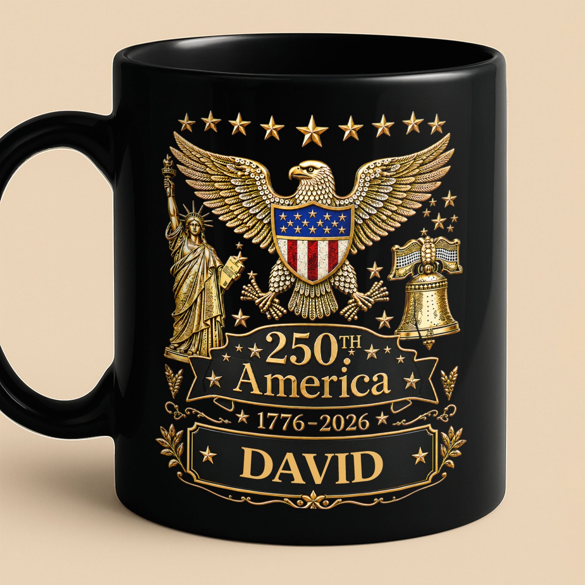 Personalized Black Mug Custom Eagle Design Gift for Dad
